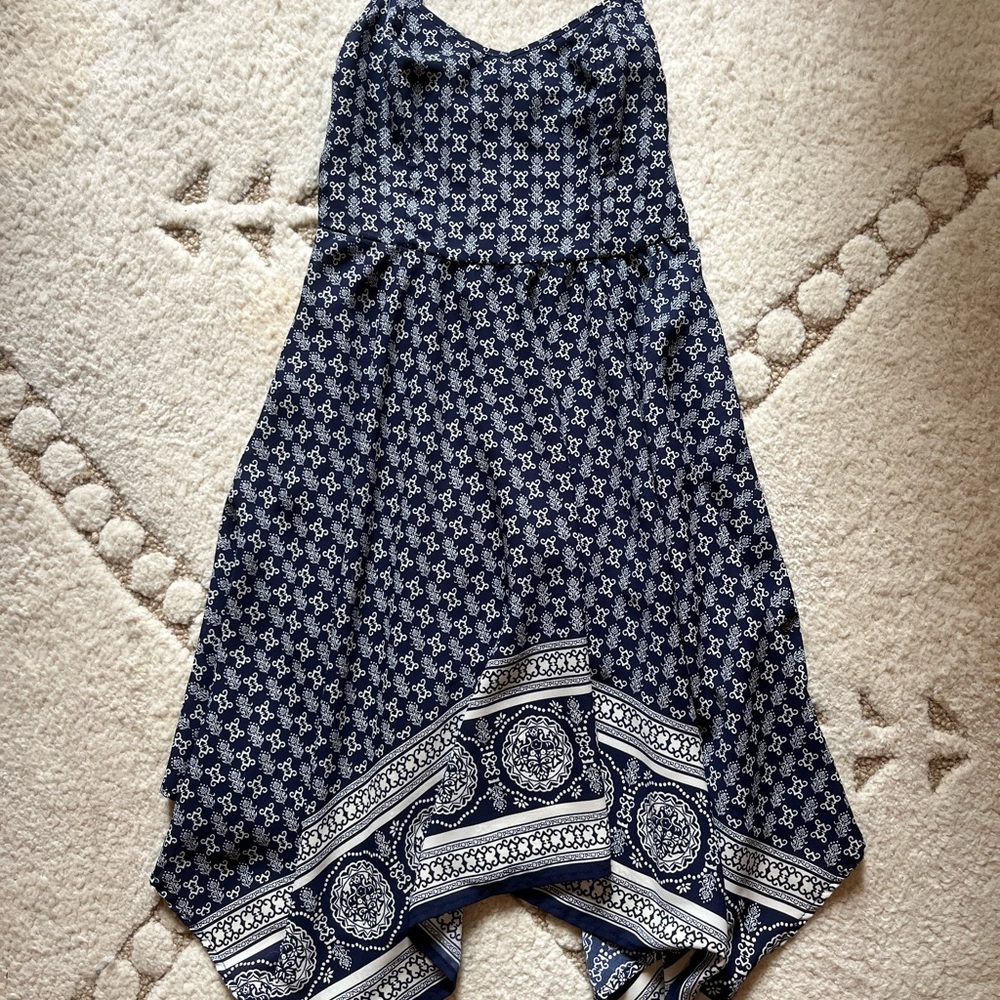 Xhilaration Navy and White Floral Dress